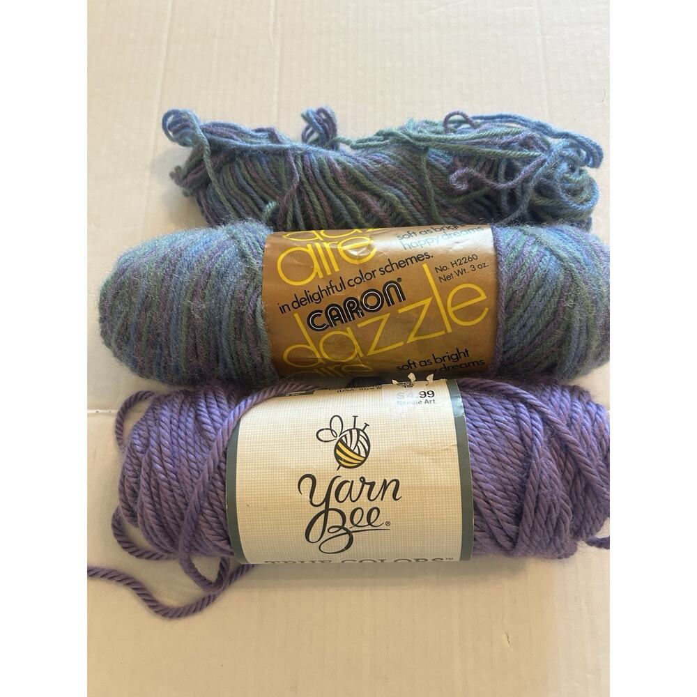 Vtg Lot of 3 Skeins Caron Dazzleaire Yarn Lavender Ombré Yarn Bee Amethyst 9.5oz